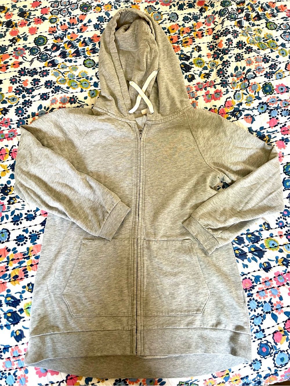 GAP women’s Light Heather Gray Full-Zip hi-lo long Hoodie Sz S